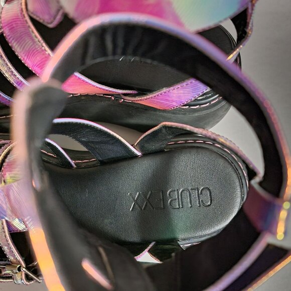 Dolls Kills Club Exx Intergalactic Love Iridescent Platform Sandals 9 Chunky Y2K - Picture 11 of 13